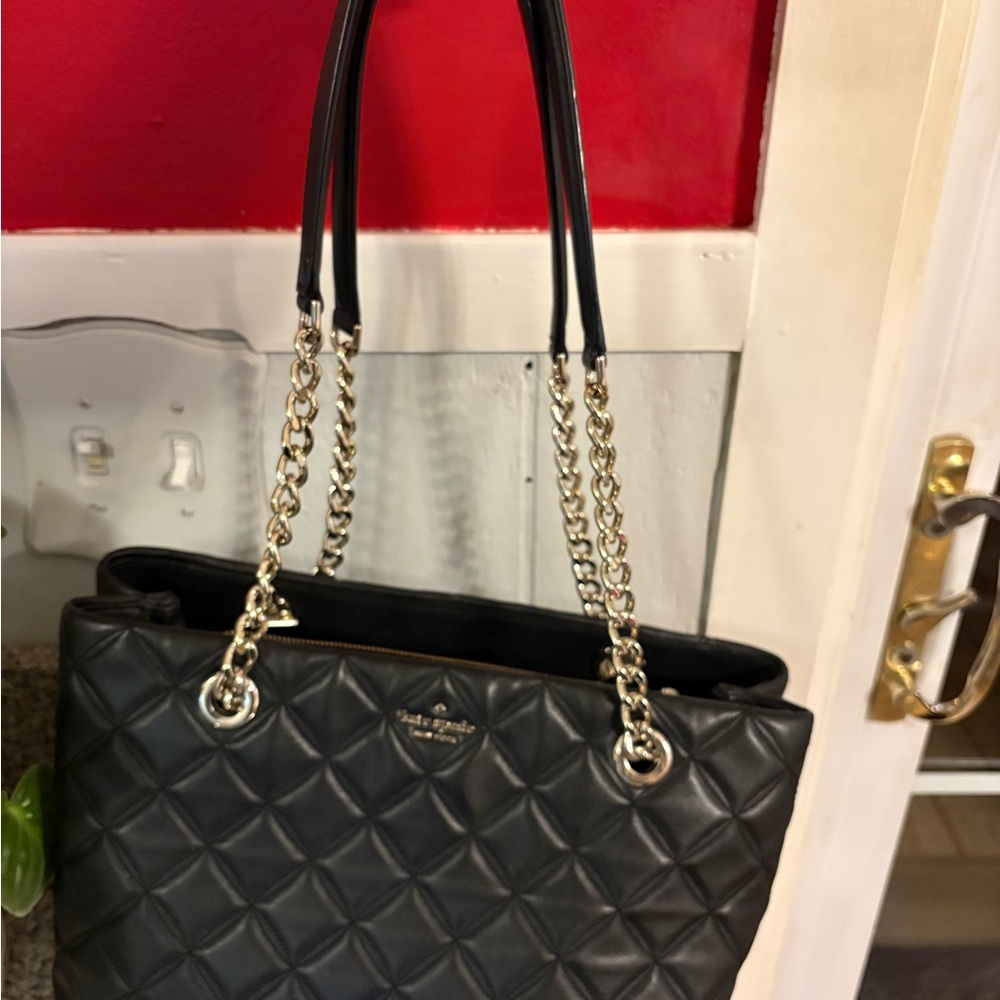 Kate Spade Black Quilted Shoulder Bag with Chain Straps